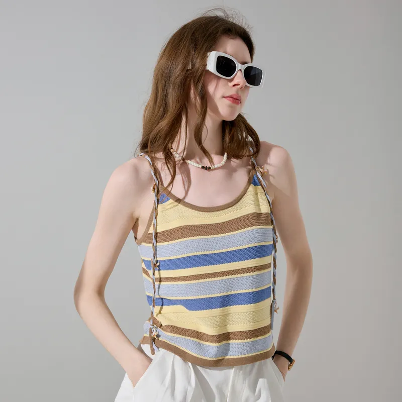 3COLOUR Knitwear Women's Glacier Blue Stripes-3