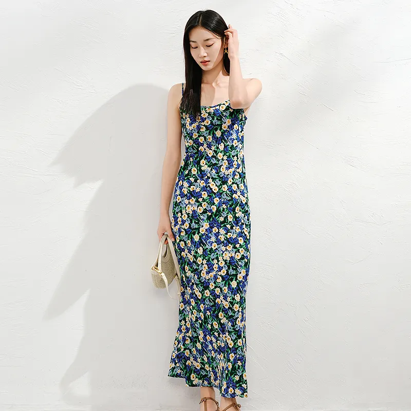 JZ. ANNAKRO Slip Dresses Women's Pattern Blue-4