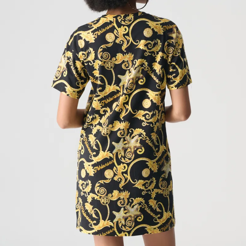 TCH Short Sleeved Dresses Women's Black Base Gold Logo-4