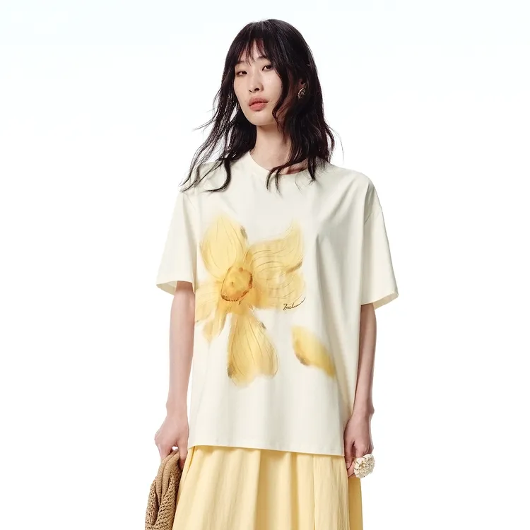 PEACEBIRD T Shirts Women's Beige-2