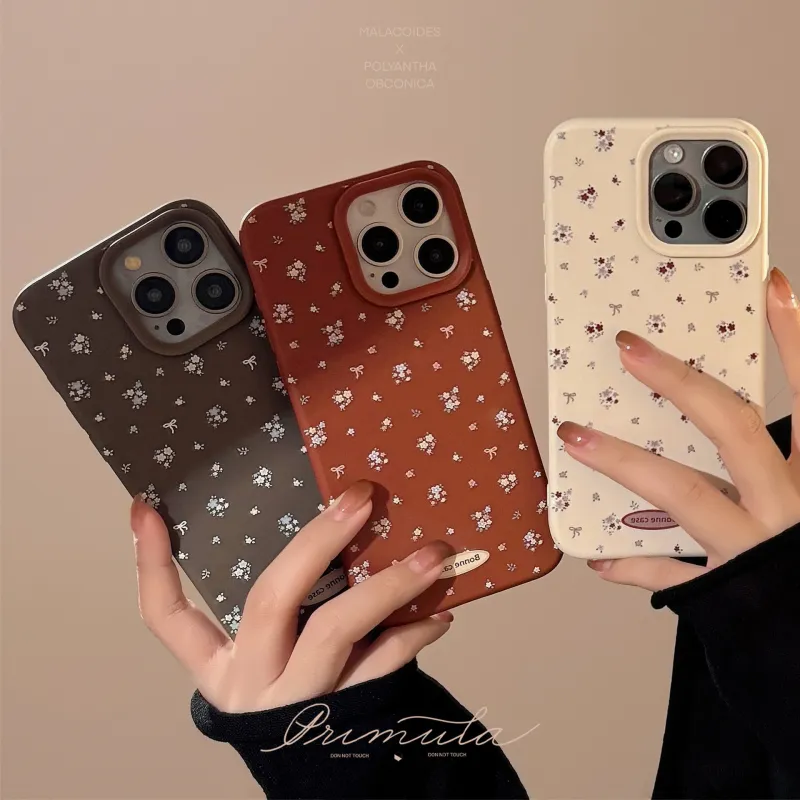 Cuttlefish Grid TPU Material Vintage Small Floral Creative Phone Case Compatible With Apple 16/15/14/13/12/11-2