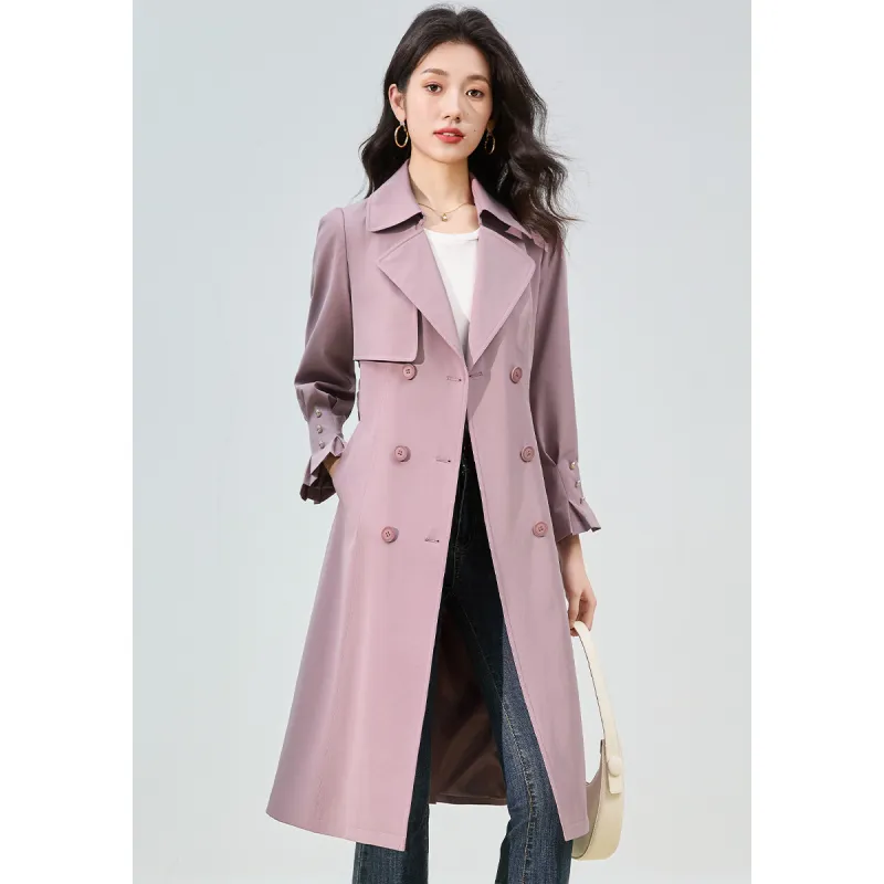 Mylan Spring, Fall Trench Coat Cinched Waist Women's Pink Collection Brand, Stay Updated With Event Alerts-8