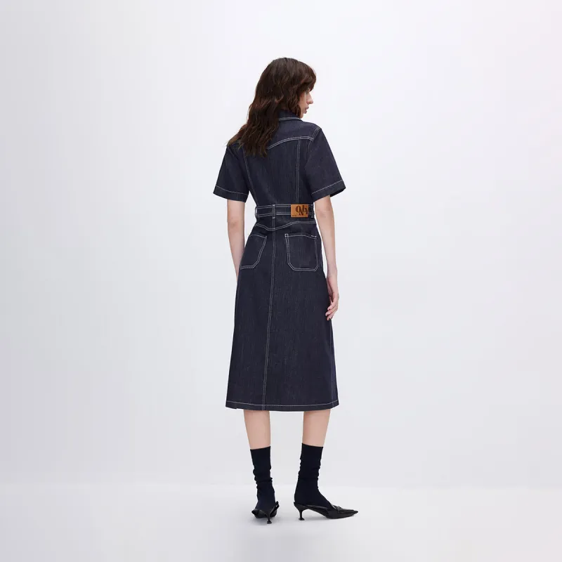 ONLY Short Sleeved Dresses Women's J37 1000 Washed Blue Denim-2
