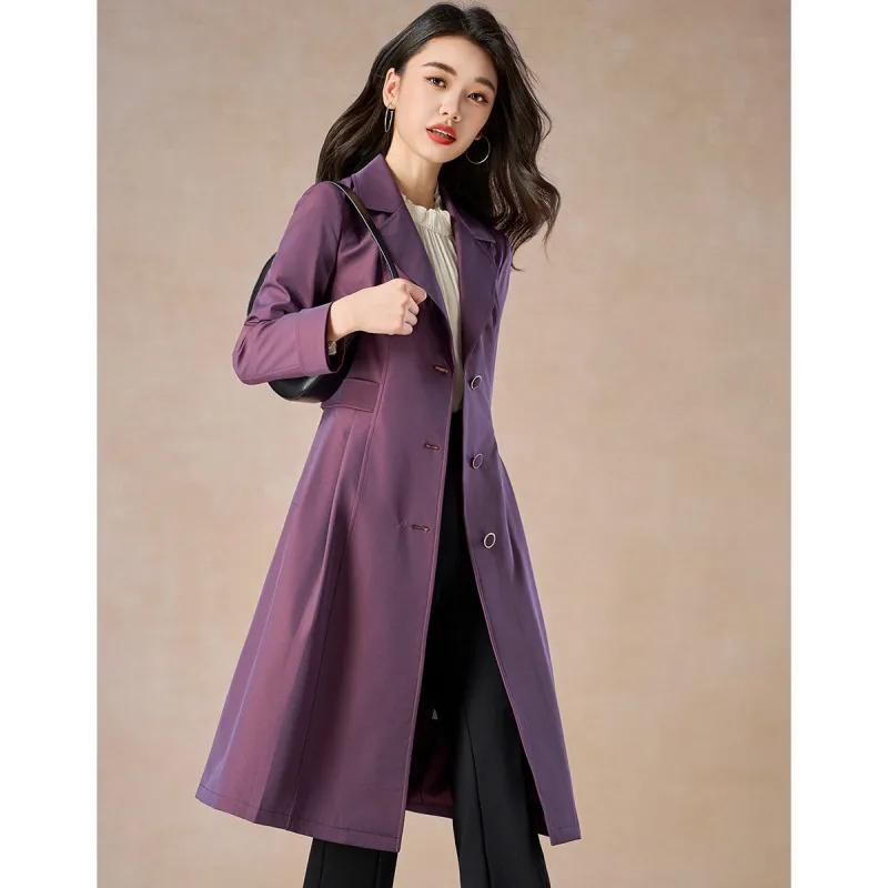 Mylan Spring Fall Trench Coat Loose Fit Women's Purple-6