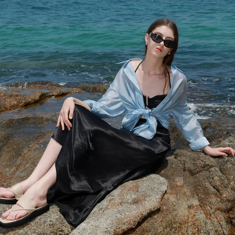 3COLOUR Casual Long Skirt Women's Classic Black-3