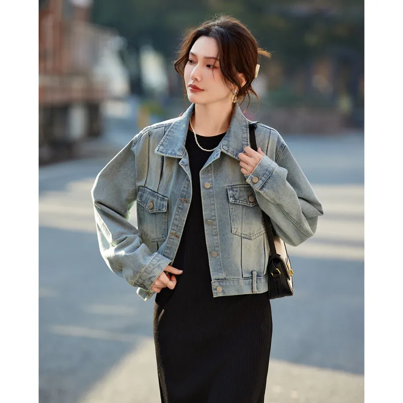TERRE BLEUE Spring, Fall Denim Jacket Loose Fit Women's-3