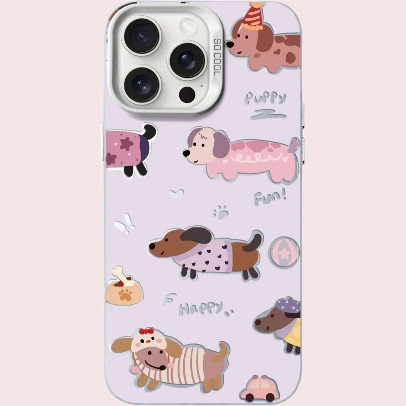 Sopi Acrylic Material Full Screen Dachshund Phone Cases Compatible With IPhone 16/15 Pro Max/Apple 13/14 Pro/Max-3