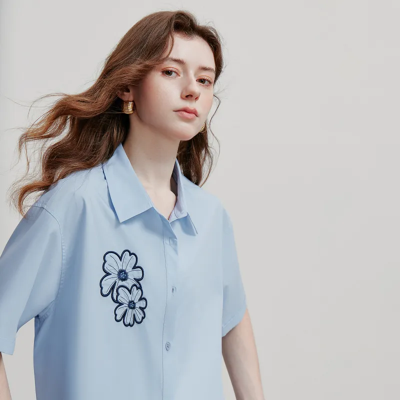Initial language Shirts Women's Sky Blue-3
