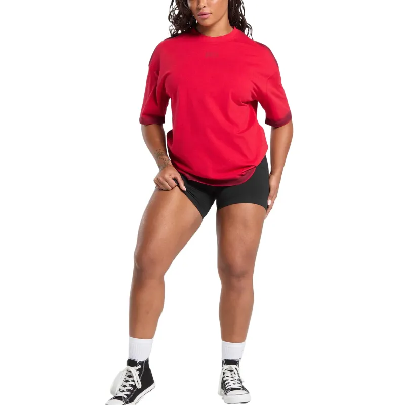 GYMSHARK Drop Shoulder Sleeve T Shirt Women's Red-3