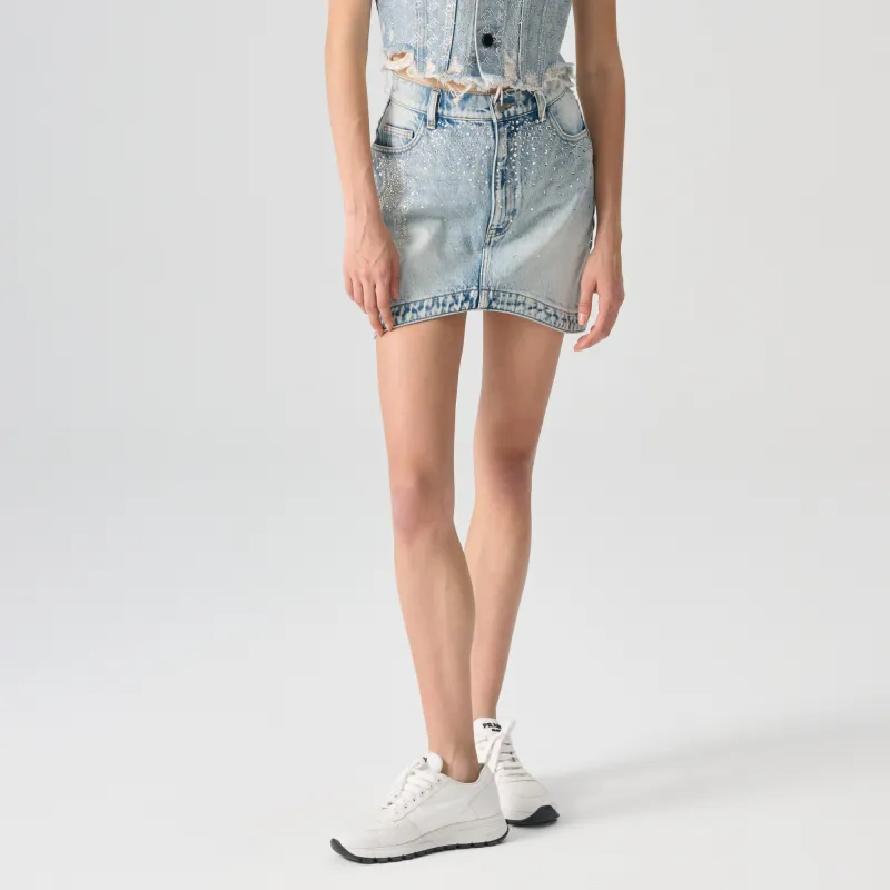 TCH Casual Short Skirts Women's Denim Blue-2