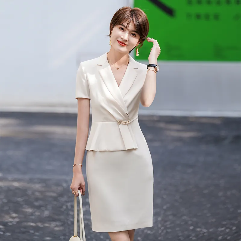 ONE SHALLOW Long Sleeved Dresses Women's Beige-2