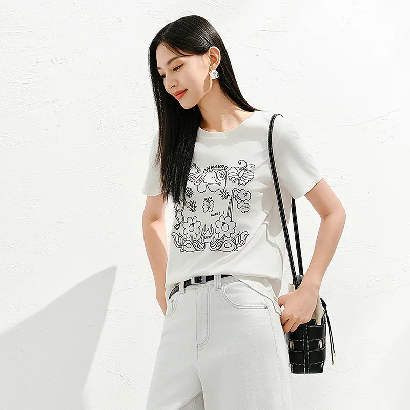 JZ. ANNAKRO T Shirts Women's White-4