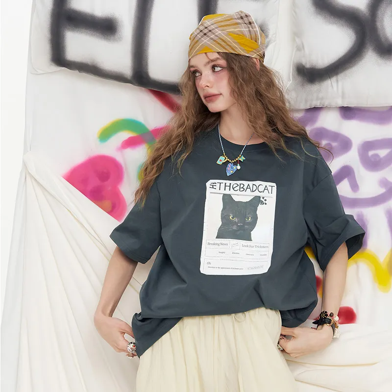 ELF SACK T Shirts Women's Naughty Ghost Dark Gray-4