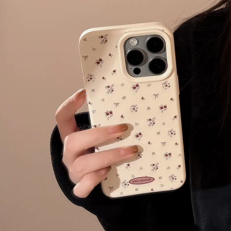 Cuttlefish Grid TPU Material Vintage Small Floral Creative Phone Case Compatible With Apple 16/15/14/13/12/11-5