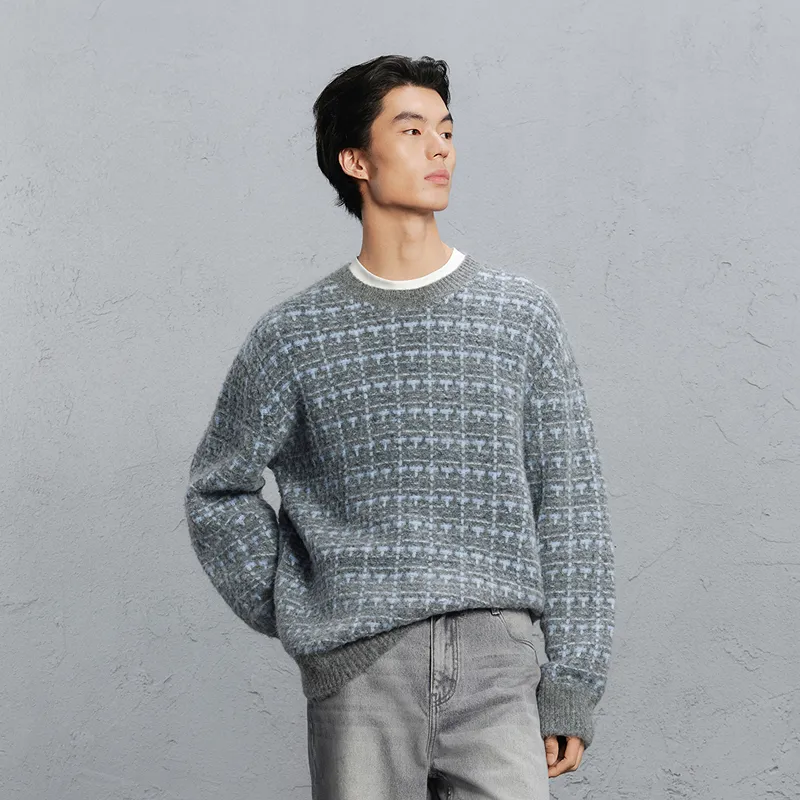 GXG Sweater Men's Coffee Ground Blue Plaid-2