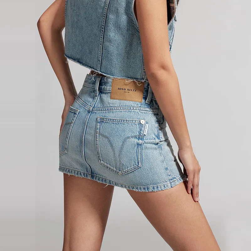 Miss Sixty Denim Short Skirts Women's Light Blue-3