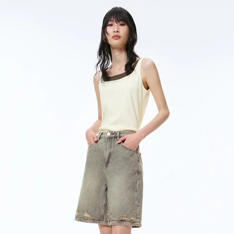 PEACEBIRD Tank Top Women's Beige-3