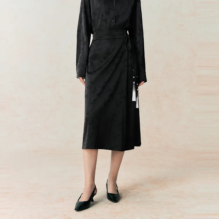 PEACEBIRD Casual Long Skirt Women's Black-3