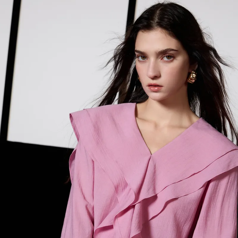 3COLOUR Chiffon Shirt Women's Raspberry Pink-3