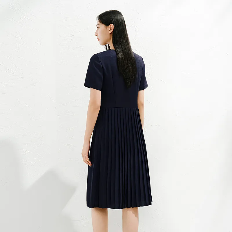 JZ. ANNAKRO Long Sleeved Dress Women's Dark Blue-3