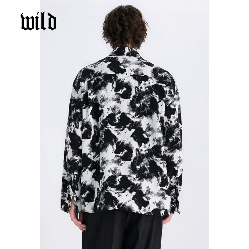 WILD LEADER Shirts Men Black With White Floral[CW51585A57]-2
