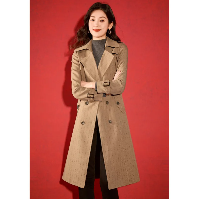 Mylan Spring, Fall Trench Coat Slim Fit Women's Khaki Collection Brand, Stay Updated With Activity Alerts-7