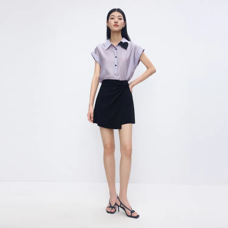 SHUIYUNJIAN Casual Short Skirts Women's Black-4