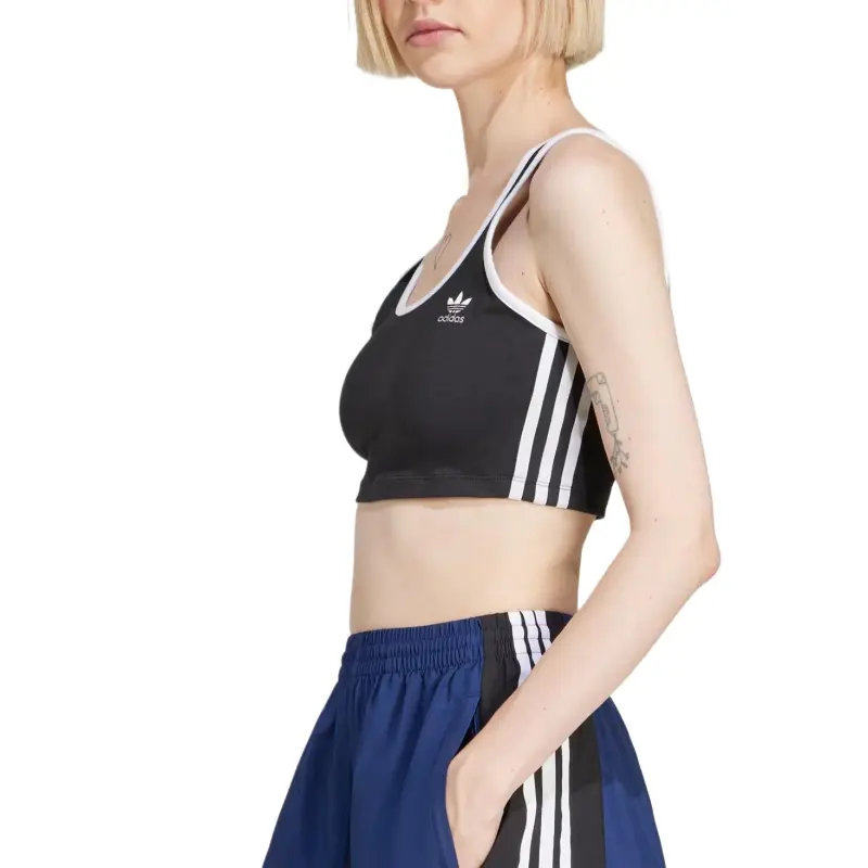 Adidas Women's Adicolor 3 Stripes Bra Top Black/White-3