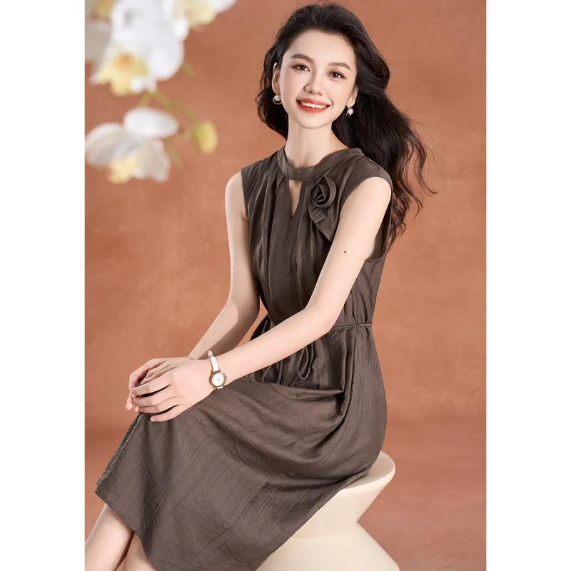Mylan Summer Short Sleeved Dress Cinched Waist Women's-7