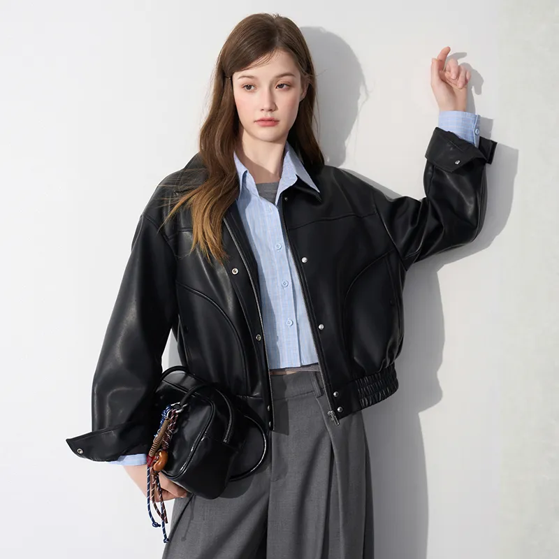 LEDIN Leather Jacket Women's Raven-2
