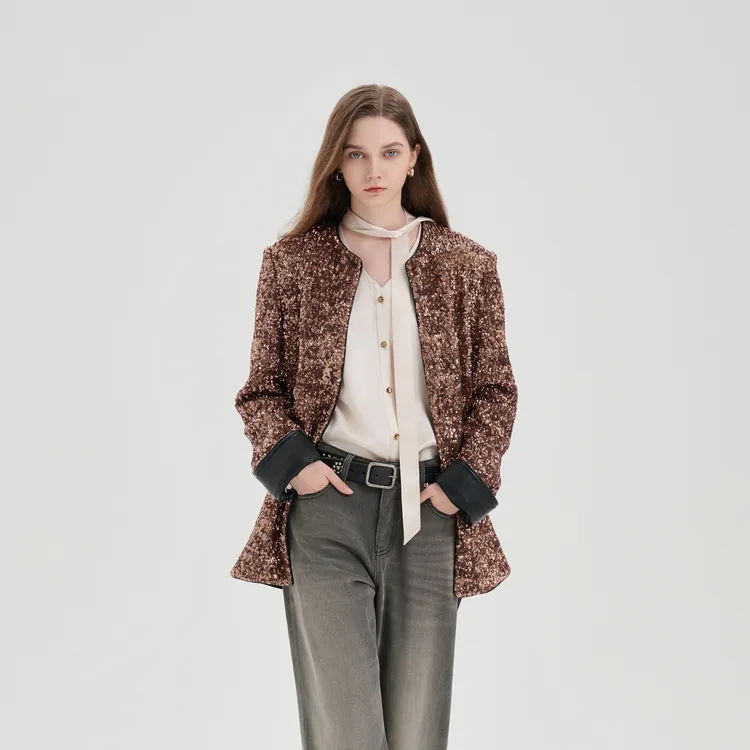 Three Quarters Cropped Coat Women's Brown-5