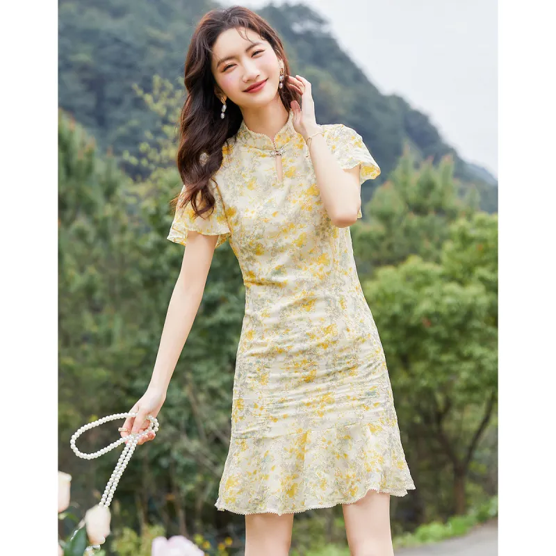 Like The Age Of Water Summer Short Sleeved Dress Women's Multicolor-0