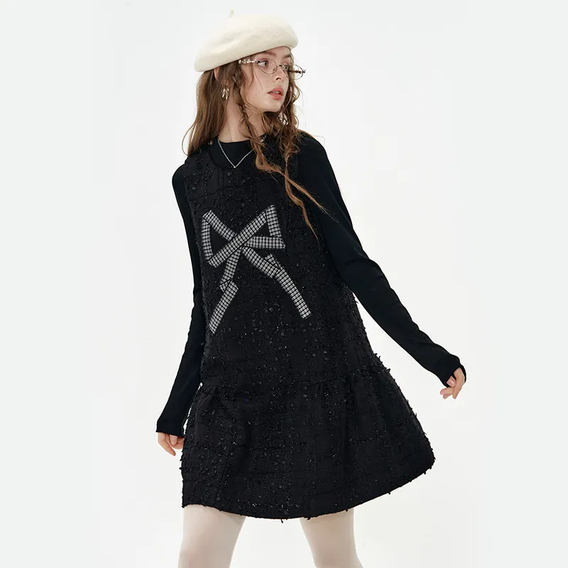 ELF SACK Casual Suit Women's Bowknot Black-4