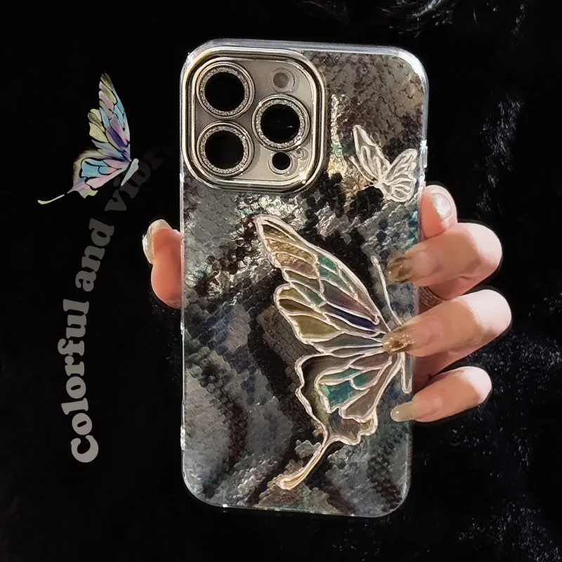 QIZHENG ABS+PC Material Artistic Butterfly Phone Case Compatible With Apple 16 Pro Max/15/14/13/12/11-1