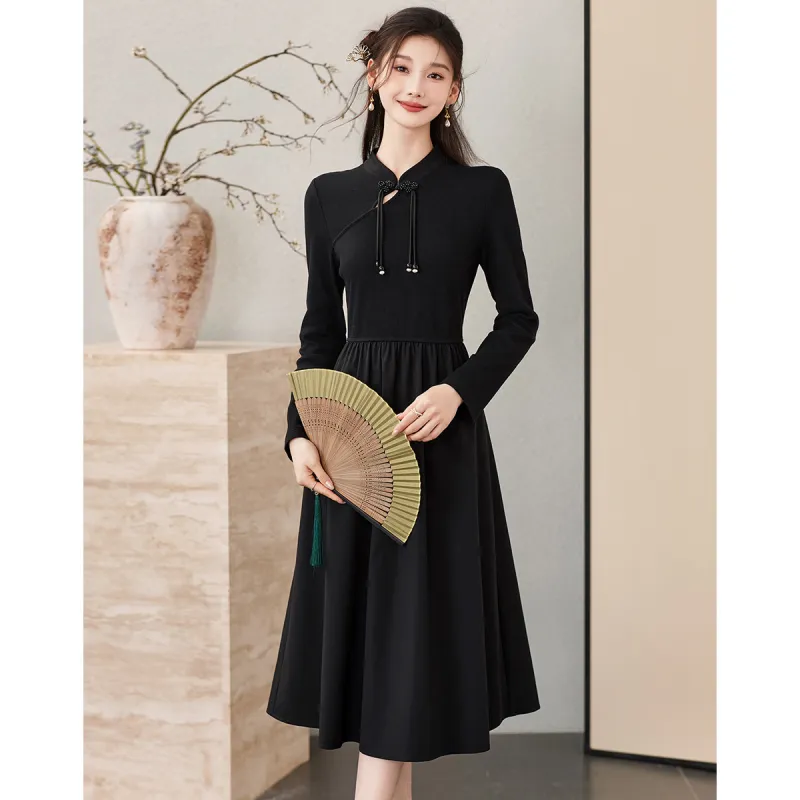 Like The Age Of Water Long Sleeved Dress Regular Women's Black-2