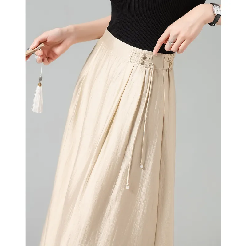 XINFEIYU Casual Long Skirts Women's Beige-5