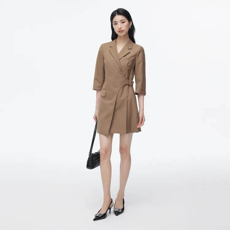 SHUIYUNJIAN Long Sleeved Dress Women's Coffee-4