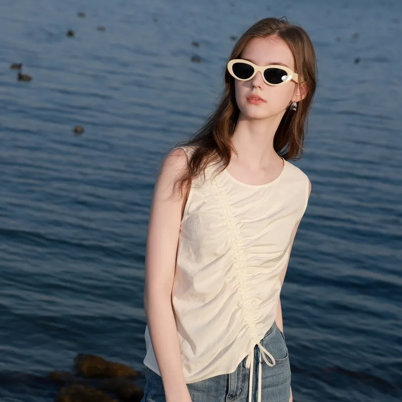3COLOUR Chiffon Shirts Women's Pearl White-3