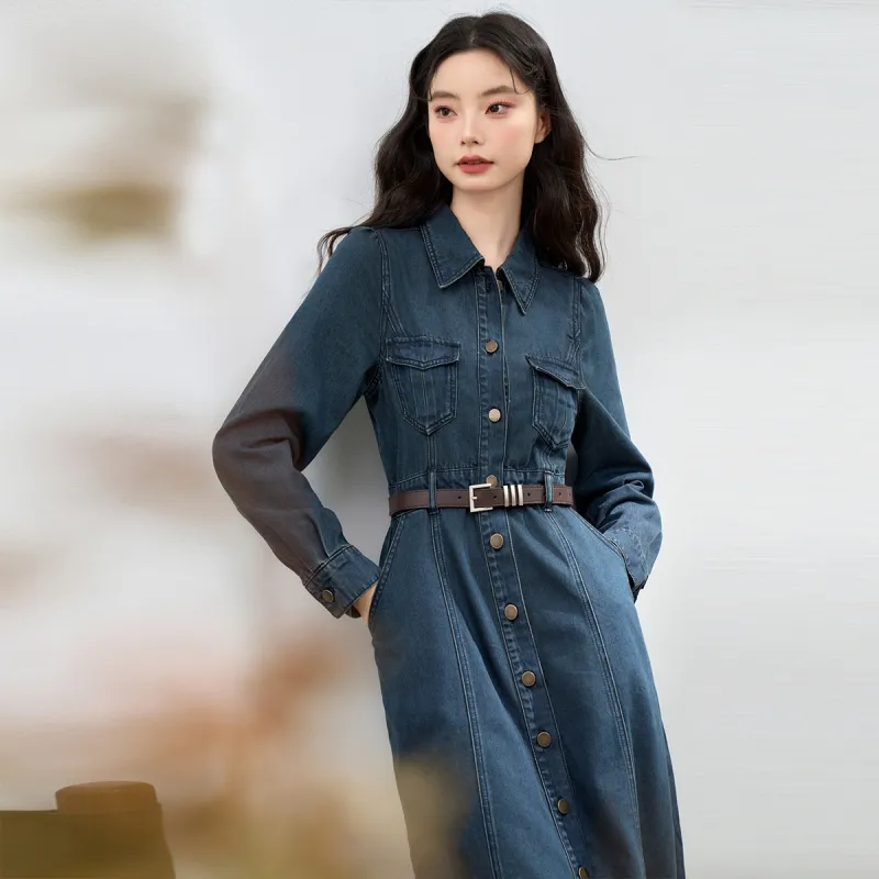 WESTLINK Long Sleeved Dress Women's Blue-5