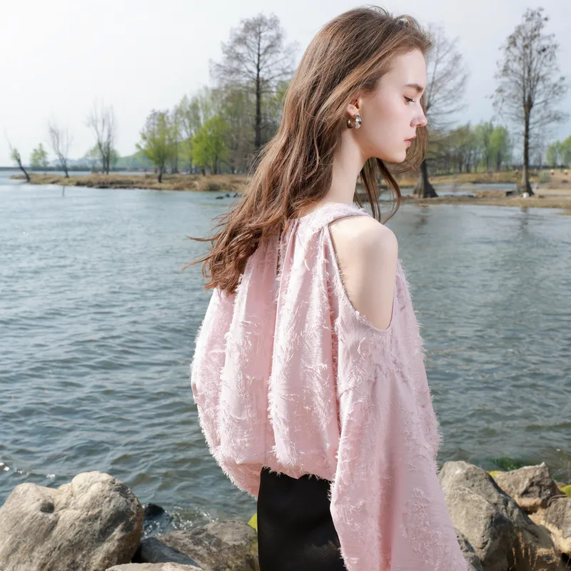 3COLOUR Chiffon Shirt Women's Smoke Pink-5
