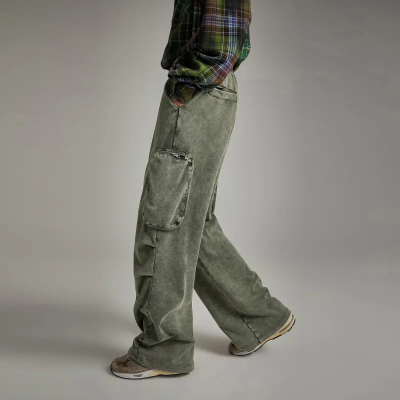 NO ONE ELSE Casual Pants Unisex Olive Green-3