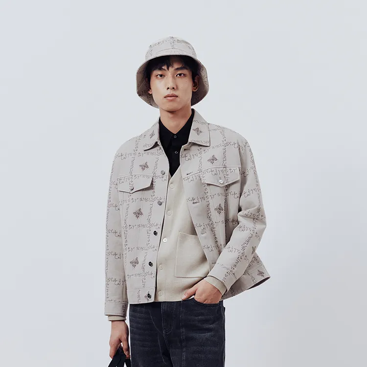 PEACEBIRD MEN Jackets Men Gray White 1 Loose Fit-2
