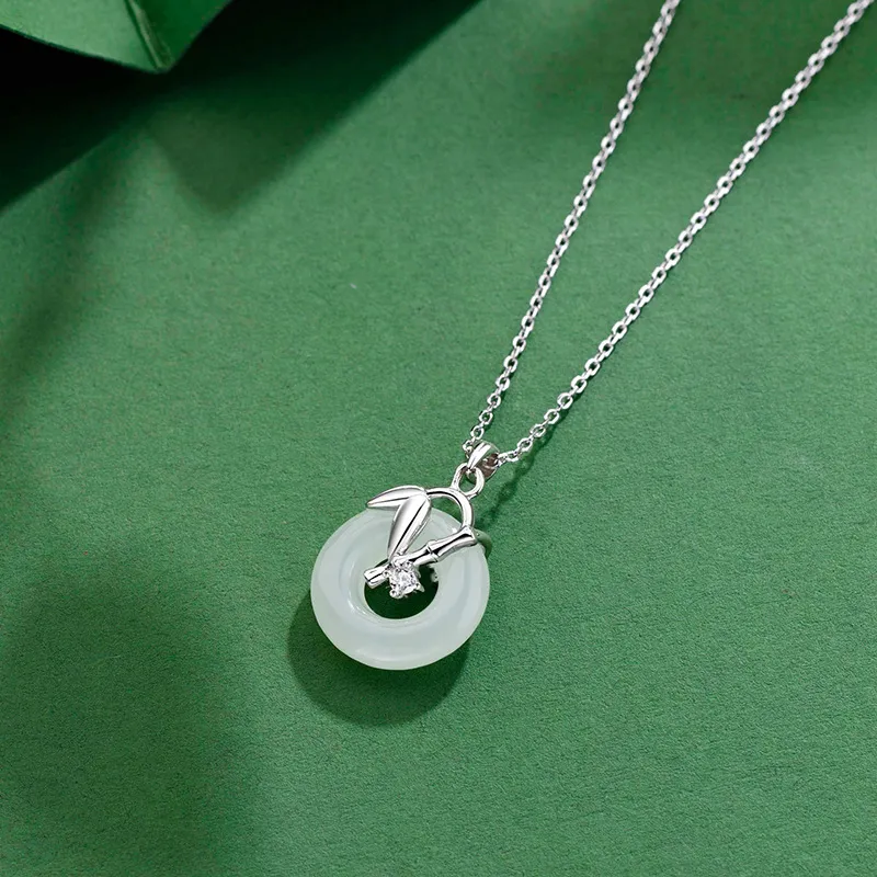 Royal Heaven's Choice Hetian Jade Necklaces Pale Greenish White Jade Unisex-3