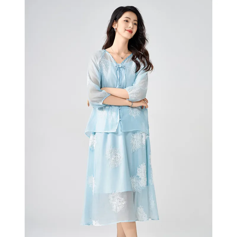 Love Elaine Skirt Set Women's Blue-6
