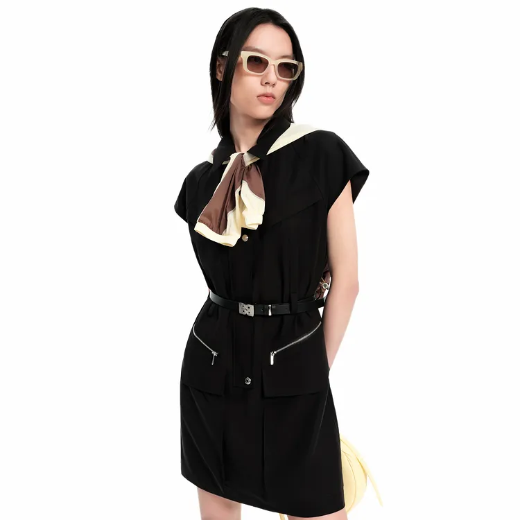 PEACEBIRD Short Sleeved Dress Women's Black-3