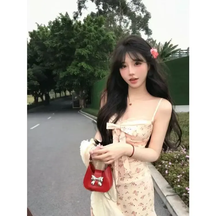 Flowers In Water Summer Slip Dress Women's Clothing Sets-2