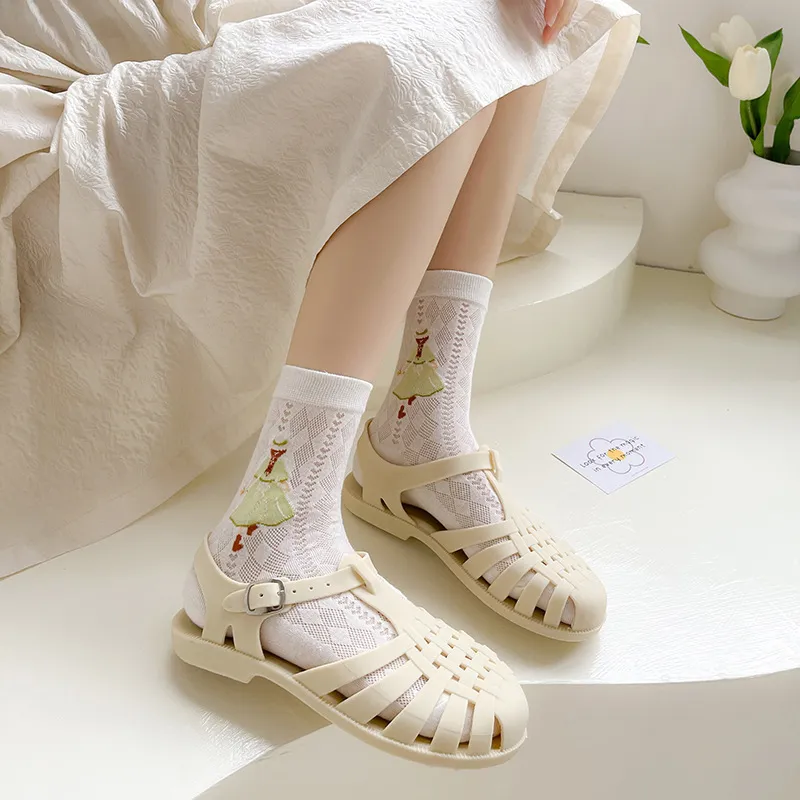TLXT Mid Calf Socks Women's Students Outdoor Breathable Comfortable, Versatile Fashion-1