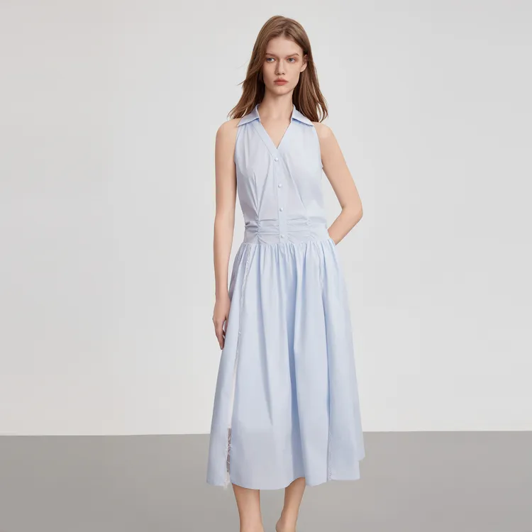 ELLE Sleeveless Dresses Women's Blue-4