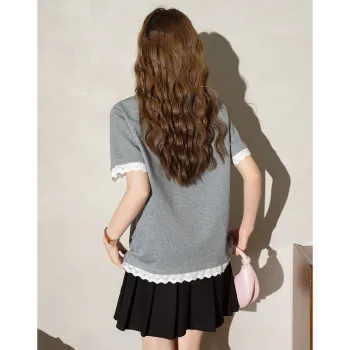 FAWENXIANGZI Summer Regular T Shirt Women's Gray