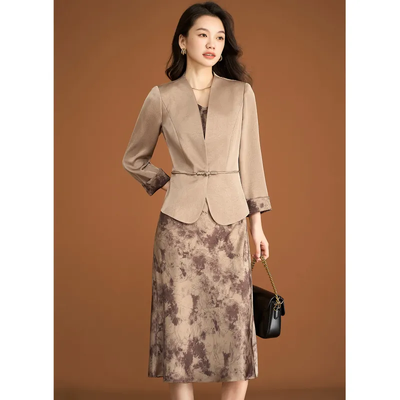 Mylan Long Sleeved Dress Women's Coffee-5
